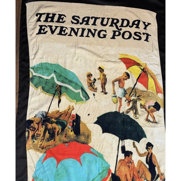 The Saturday Evening Post Other - VTG Rare Beach Towel Norman Rockwell Saturday Evening Post Beach Scene 58X33